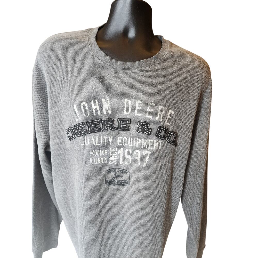 John Deere Long Sleeve Shirt Mens XXL Thermal Waffle Knit Crewneck Casual 1837 - Picture 8 of 9